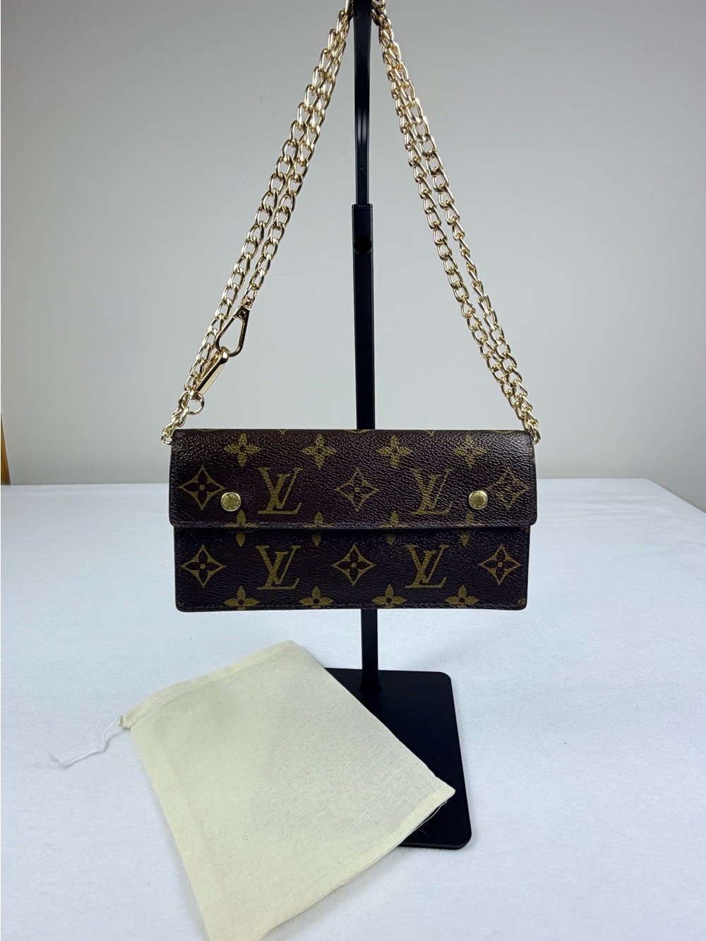 Louis Vuitton Vintage Monogram Portefeuille Accordion Wallet with Chain